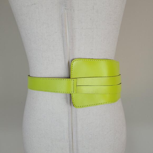 Free People Belt Small Medium Neon Yellow Leather Parakeet Wrap Waist Boho Waltz main image 5